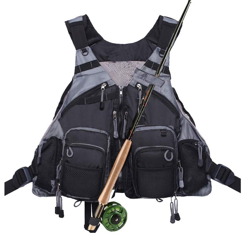 Kylebooker Fly Fishing Vest Pack Adjustable for Men and Women (Black) - Image 1
